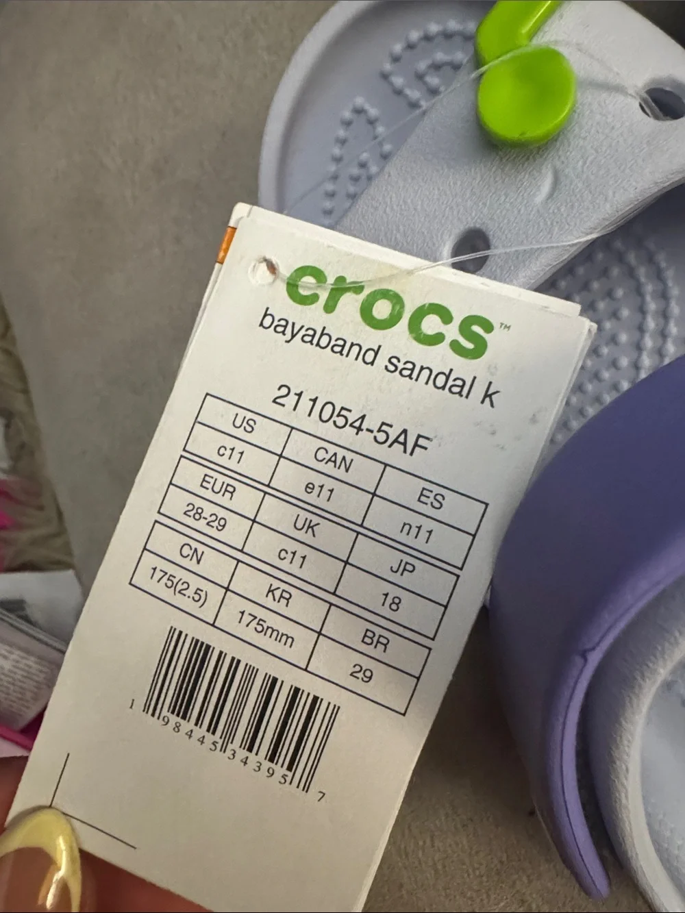 CROCS Kids White Sandals with Lilac Straps